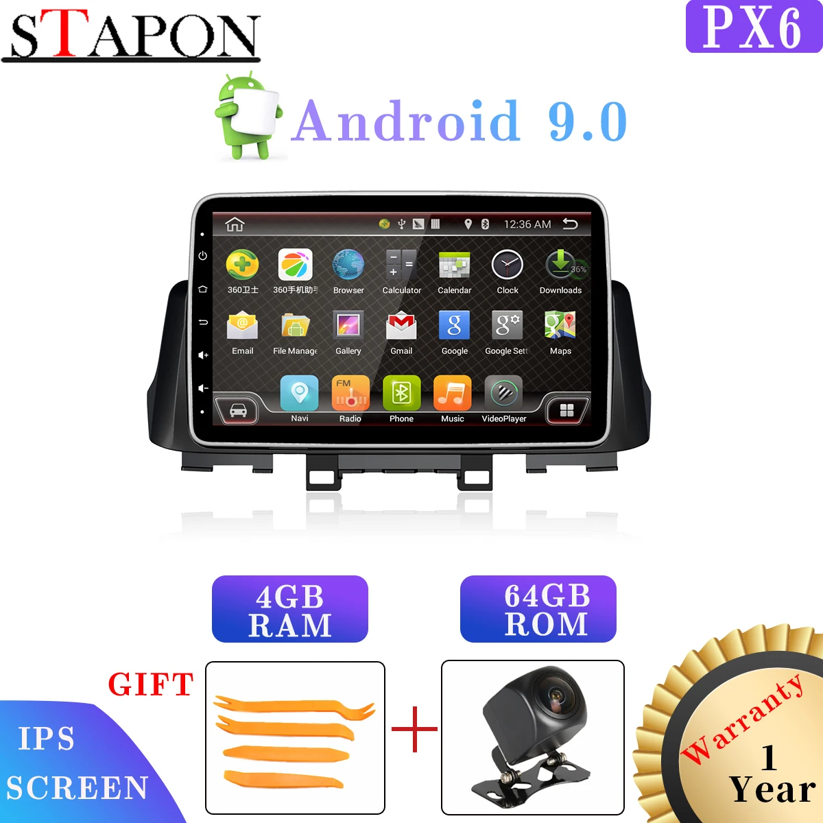 Android 9 0 4 Гб ОЗУ 64 ПЗУ 6 ядер ips для hyundai kona автомобильный DVD GPS Мультимедийный