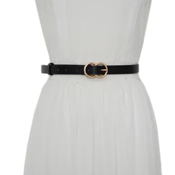 

Women's Korean-Style Fashionable Double round Pin Buckle Waistband Multi-Color All-match Faux Leather Leather Belt