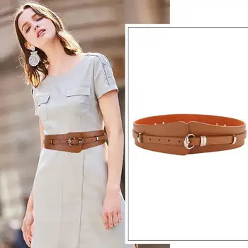 

D Ring Buckle Faux Leather Waist Belt Women Decorated Ceinture Accessories Dress Cummerbund Wide Adjustable Fashion Strap Luxury