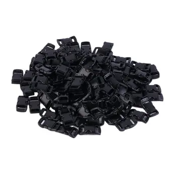 

Plastic 100 Pcs Webbing Slot 3/8 Inch Contoured Curved Side Release Buckles for Paracord Bracelet approx 28x 18mm