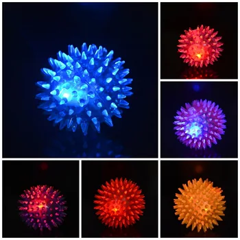 

Dog And Cat Voice Toys LED Light Elastic Rubber Flash Hedgehog Massage Stimulation Hand Pet Products Bouncing Ball New