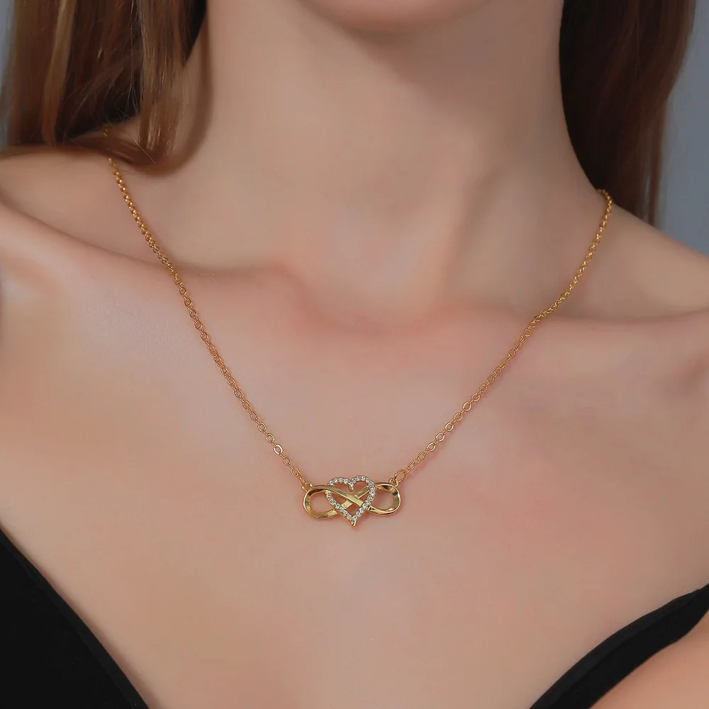 New Knotted Love Necklace For Women Cold Wind Simple 8 Heart Shaped Cross Clavicle Chain Necklaces Valentine Gift Jewelry | Украшения и