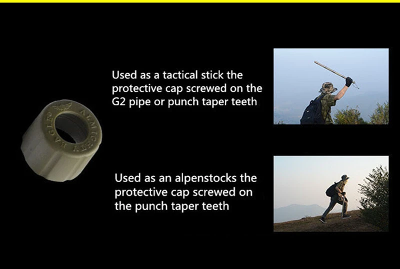 Multifunctional Outdoor Survival Tool 4 Sections Defense Tactical Walking Stick Portable Camping Alpenstock Car Emergency Tools (14)
