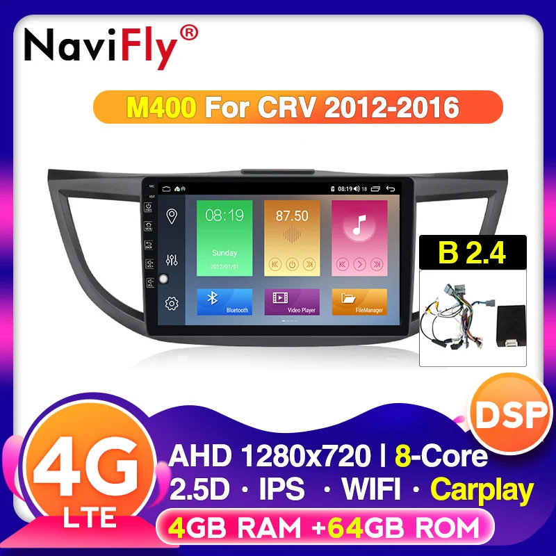 NaviFly Android 10 DSP IPS 4G RAM 64G ROM для Honda Crv 2012 2013 2014 2015 Радио Видео экран Wifi USB