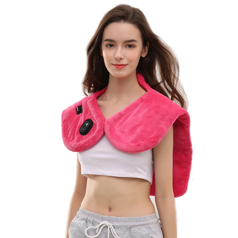  Electric Heating Warming Massage Shawl Soft Vibration Back Massager Adjustable Temperature Portable