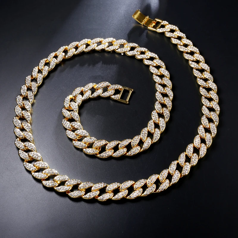 US7, 15 мм, кантри, кубинская цепь, золото, серебро, Bling Iced Out, проложенные стразы, CZ Rapper для мужчин, хип-хоп ювелирные изделия, 20-30 дюймов