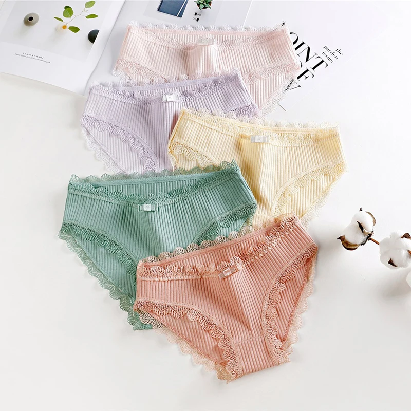 

1PC Women Elastic Cotton Underwear Bikini Panties Soft Stretch Briefs Sexy Lace Underwears Comfort Solid Panty Intimates
