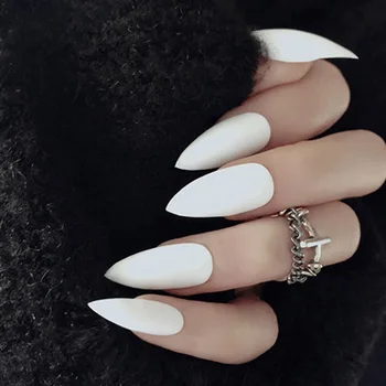

24pcs/box with 2g glue Fashion stiletto nail tips press on Pointed many kinds of Color matte false nails for Daily Wear girls