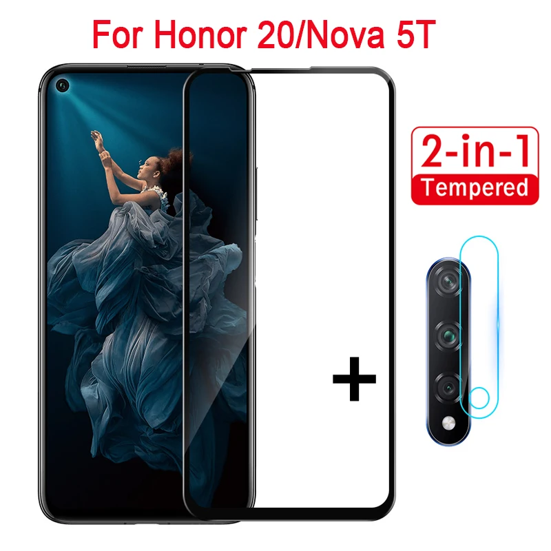 Защитное стекло 2-в-1 для Huawei Honor 20 V30 Pro Nova 5T закаленное nova 5t защита объектива камеры