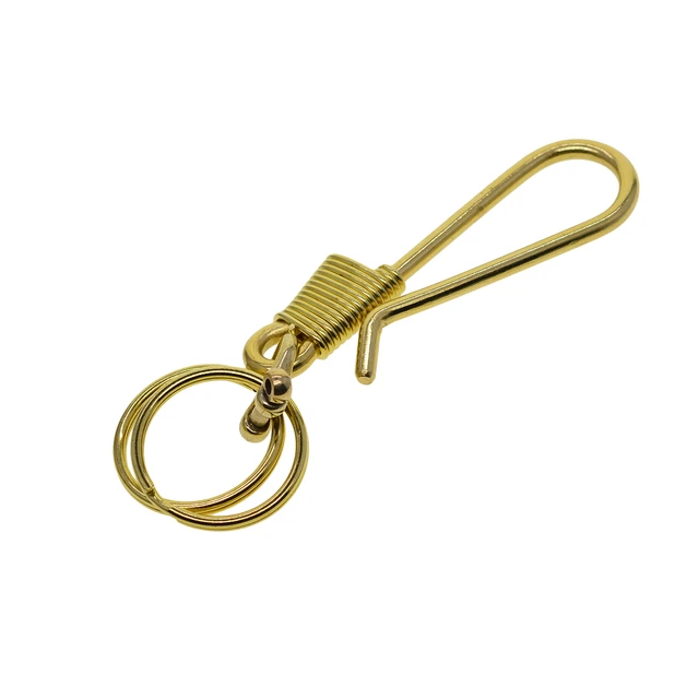 Extra large biker 5mm wire wapped solid brass Japanese U hook belt clip  keychain shackle jean