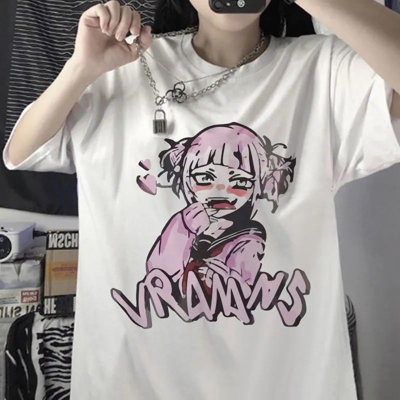 Футболка женская оверсайз с принтом Ahegao топ рисунком из аниме Моя геройская