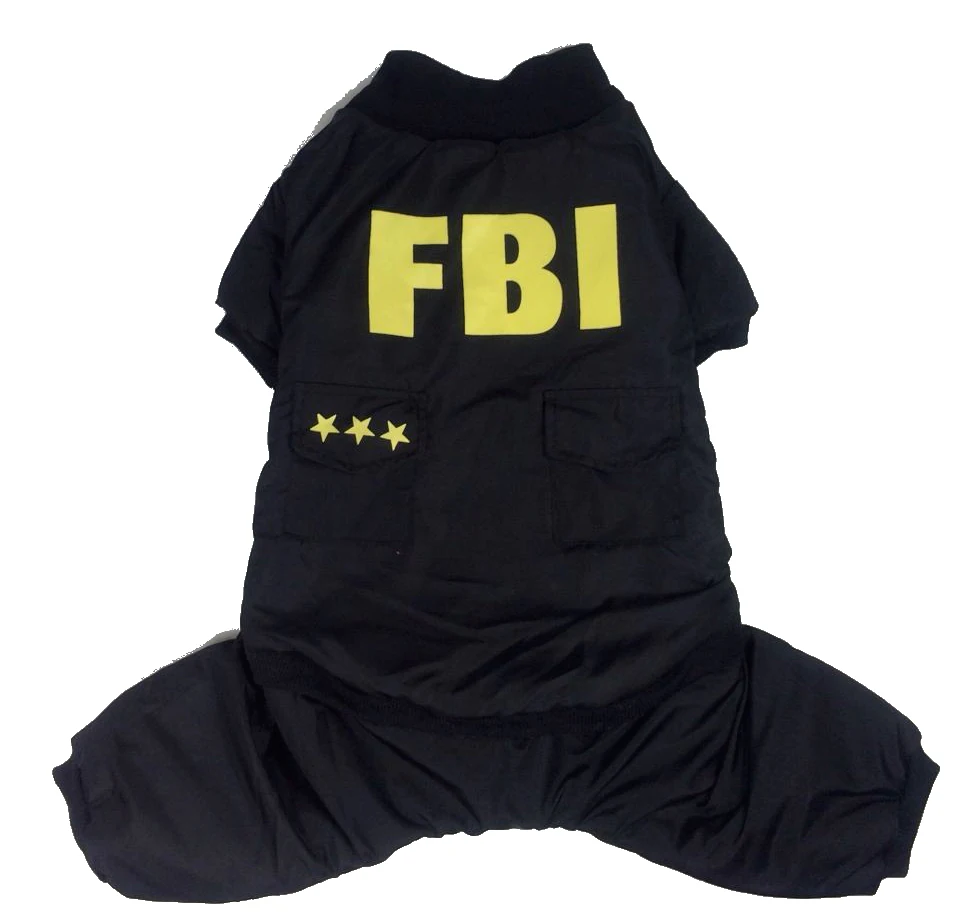 С надписью ФБР(FBI) комбинезон для собаки для Одежда для больших собак зимнее теплое Стеганое пальто Одежда для больших собак