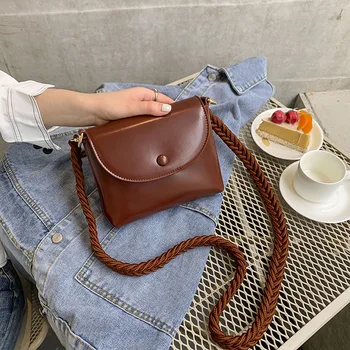 

Small bag female 2020 new simple and wild retro small square bag mini woven shoulder bag messenger bag