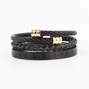 New Arrival High Quality Men Jewelry Bangle Bracelet Stainless Steel Roman Wire Twist Steel Bracelet Men