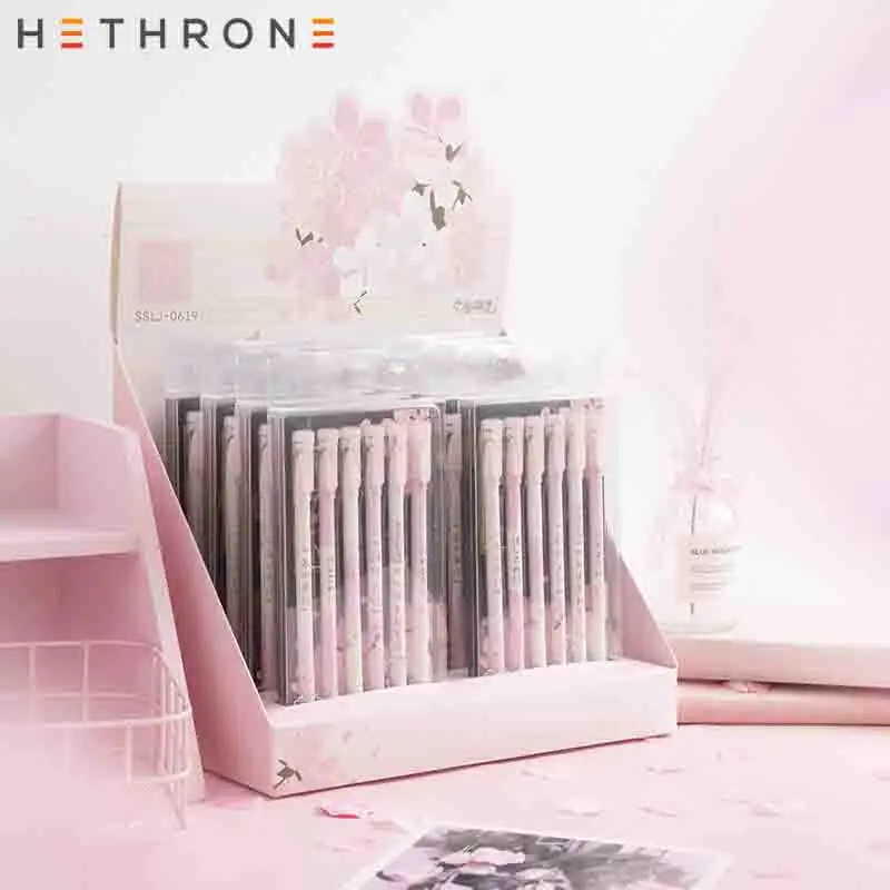 Hethrone, высокое качество, 0,5 мм, японская цветущая вишня, гелевая ручка, гель, свободно, креативное письмо, канцелярские принадлежности, очень тонкая шариковая ручка