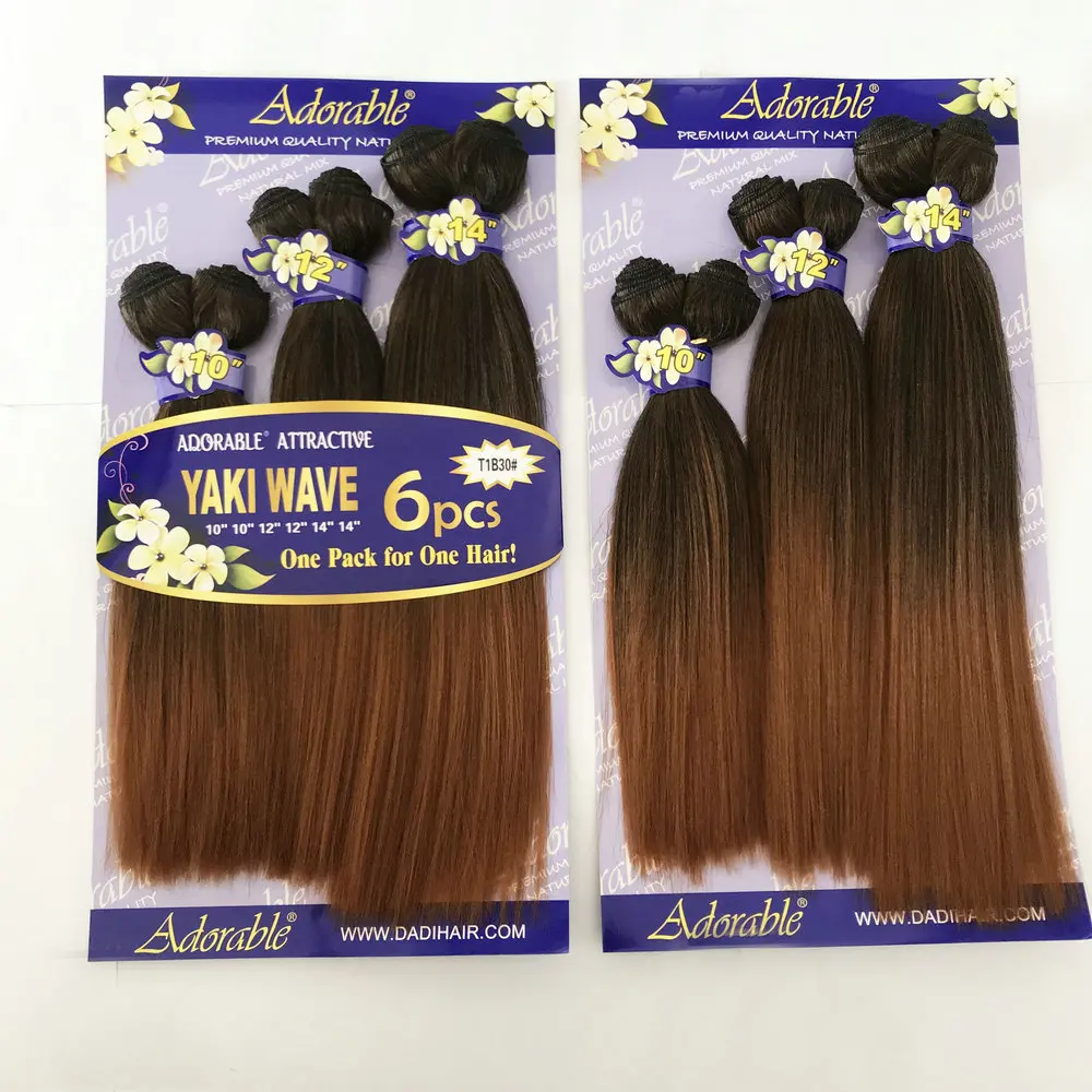 Adorable Packet Yaki Wave 6pcs Hair Extensions Short Natural Black Mixed Two Tone Color For Black Woman 10"12"14"