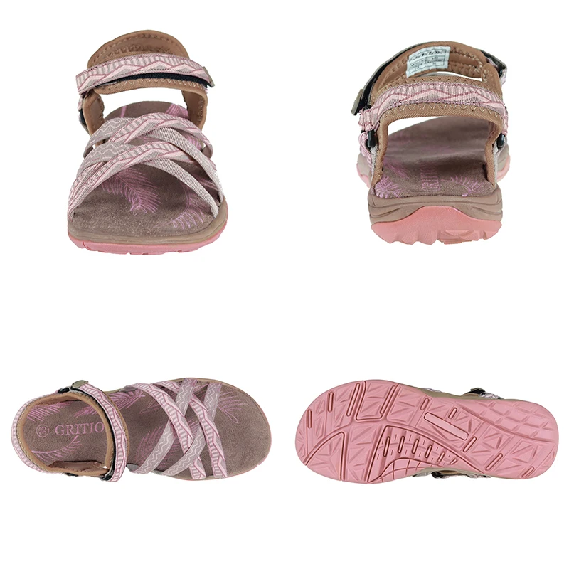 GRITION Women Sandals Fashion Summer Female Shoes Outdoor Ladies Flat Casual Sandals Anti-slip Trekking Shoes
