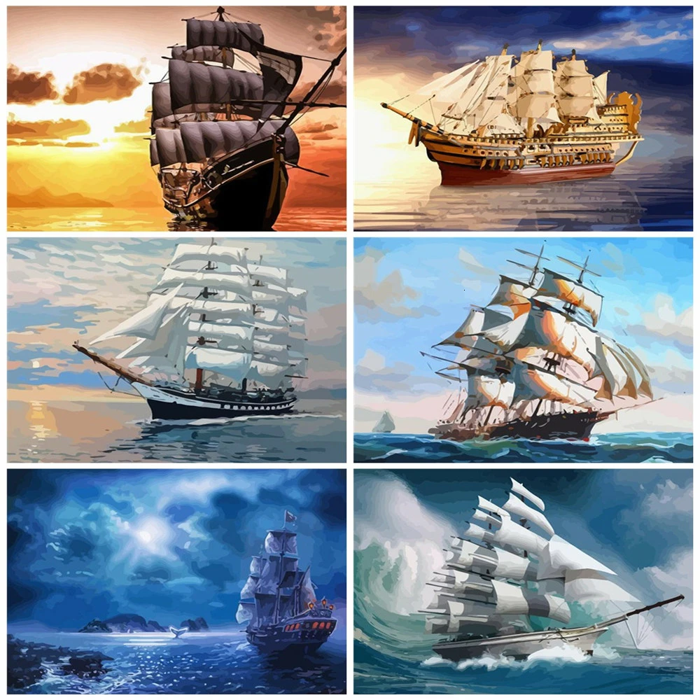 Best Gift Home Decor Artistic Ship Boat Oil Painting Picture Printed On Canvas