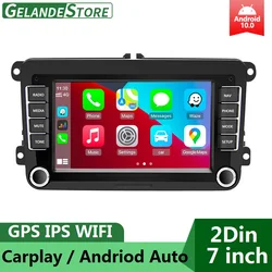 Radio con GPS para coche, reproductor con Android 10, pantalla táctil de 7 pulgadas, compatible con Carplay, Android, FM, Bluetooth, estéreo, para Volkswagen, Golf, Skoda