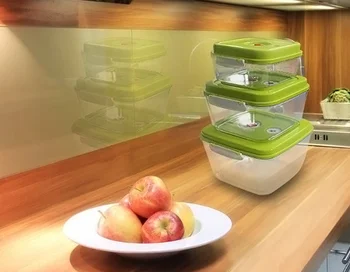 

3Pcs Fresh-Keeping Boxes Food Grade Vacuum Preservation Suitable For Refrigerator 500mL/1.4L/3L ABS Material 2020