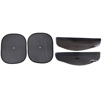 

2 x Universal Flexible PVC Car Rear-View Mirror Rain Shade Rainproof Blades Car Back Mirror Eyebrow Rain Cover, Black & 2 x Sun