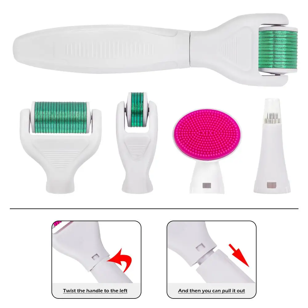 6 в 1 микроиглы дермальный валик в комплекте титановый дермароллер микро-иглы Уход за кожей лица ролик для ухода за кожей и тела