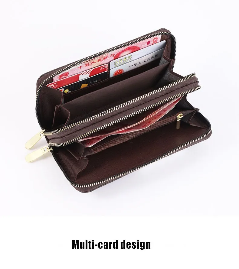 Women Long Wallets Double Zipper Clutches Purse Big Letter Fashion Wristlet Wallet Phone Portfel Damski Card Holder Lady Wallets