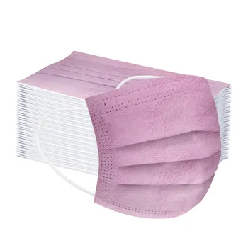 

50pc Adult's Protective Mask Disposable Mix Solid Color Facemask Three-layer Non-woven Masque Elastic Earloop Mascarillad Masque