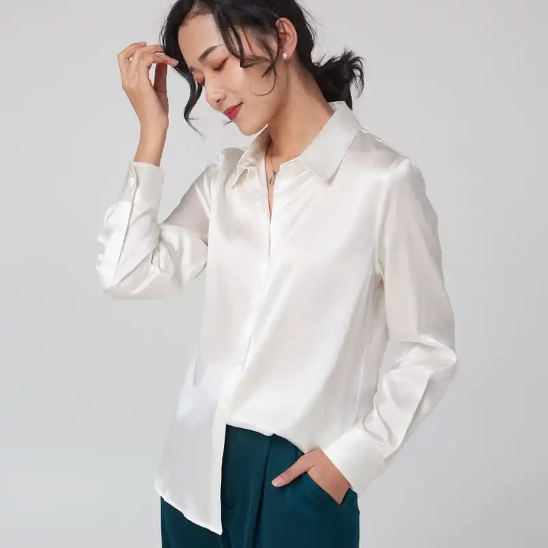 ロングシルク春 女性の黒ファッション女性ブラウスシャツ固体 Camisas Mujer Oss 2806 22 Pph4 Blouses Shirts Aliexpress