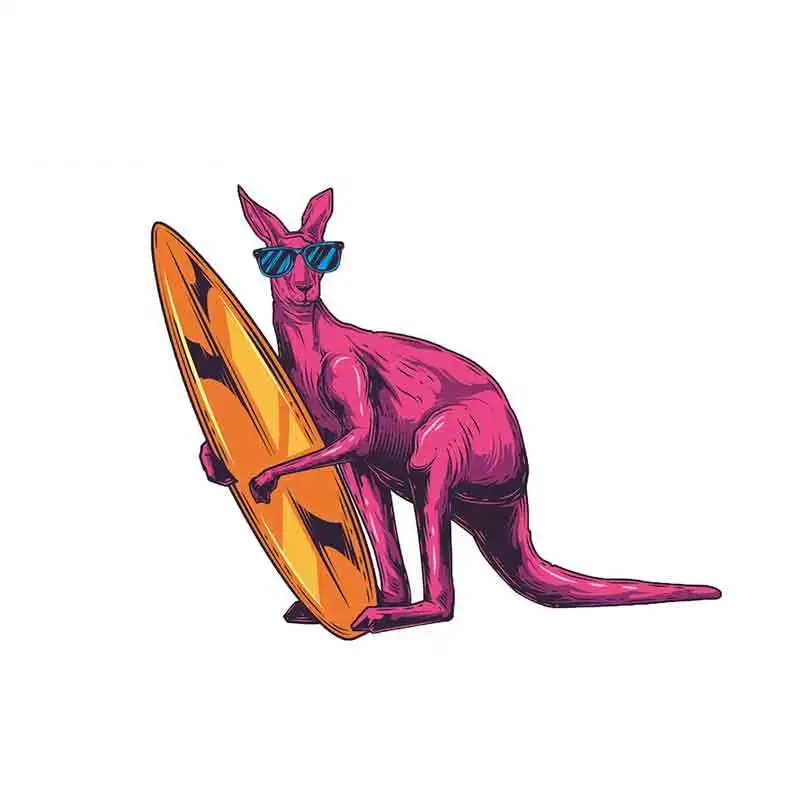 SZWL Funny Car Stickers Surfing Kangaroo Decal for Motorcycle RV VAN 3D Auto Accessories JDM Vinyl Comic Sign 13cm*10cm | Автомобили и