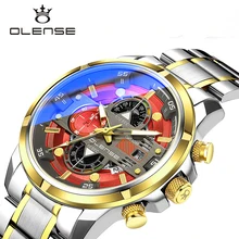 Olense Blu ray Relojes de pulsera multifuncionales para hombre, con espejo de cristal recubierto, deportivos, de cuarzo, resistentes al agua, luminosos, con calendario