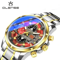Olense Blu ray Relojes de pulsera multifuncionales para hombre, con espejo de cristal recubierto, deportivos, de cuarzo, resistentes al agua, luminosos, con calendario