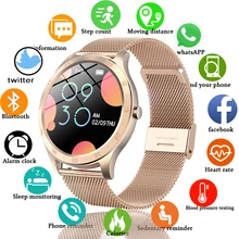 Lige novas mulheres relógio inteligente mulher moda relógio de monitoramento de freqüência cardíaca sono para android ios ip67 à prova dip67 água senhoras smartwatch + caixa