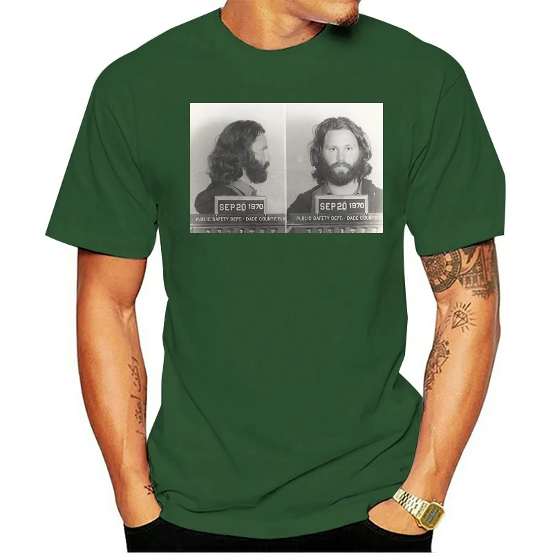 

2020 Leisure Fashion 100% Cotton O-neck T-shirt JIM Morrison Mugshot Casual High Quality Print Mens Short Sleeve Print