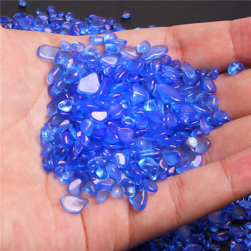 Синий кристалл кварца щебень минеральный чип шарик обрушенный камень натуральный драгоценный камень целебные кристаллы рейки домашний фонтан декор