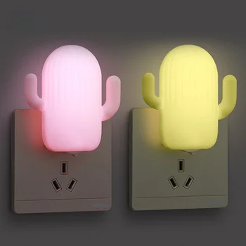 

Mini Cactus LED Night Light EU Plug Star Light Sensor Control Kids Toys Bedroom Bedside Lamp With Baby Sleep Toy For Children