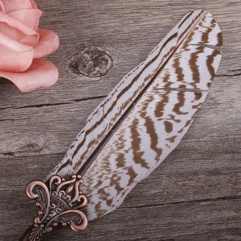 

2020 New Antique Quill Feather Dip Pen Writing Ink Set Stationery Gift Box Fountain Pen