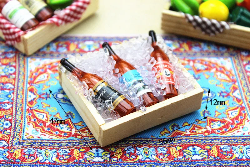 Деревянная коробка в масштабе 1:12 1:6 кубики фруктов вина льда кукольный домик