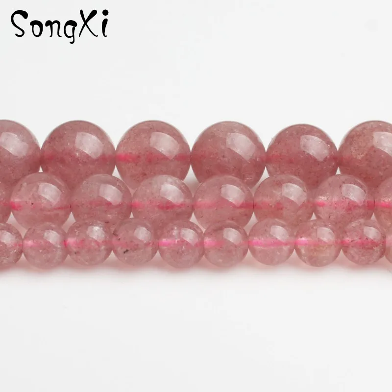 

Natural Strawberry Quartz Crystal Stone Round Loose Beads for Jewelry Making 6/8/10MM Diy Bracelet Necklace Wholesale 7.5 Inch