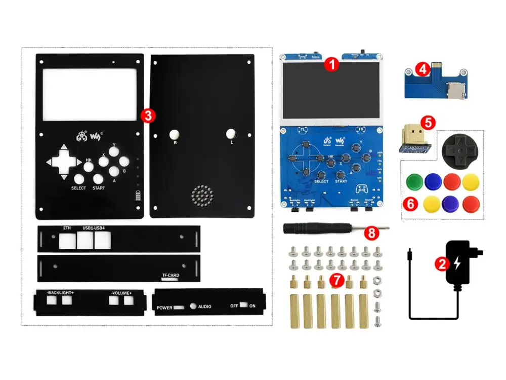 Игровая консоль, портативный Ретро 4,3 дюймовый ips дисплей, аксессуары Waveshare GamePi43, на основе Raspberry Pi, 800*480 пикселей