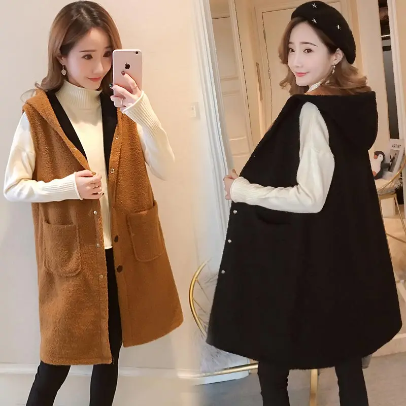 

6612# Thicken Warm Cashmere Plus Velvet Maternity Vest Coats Autumn Winter Tank Outwear for Pregnant Women Pregnancy Jackets