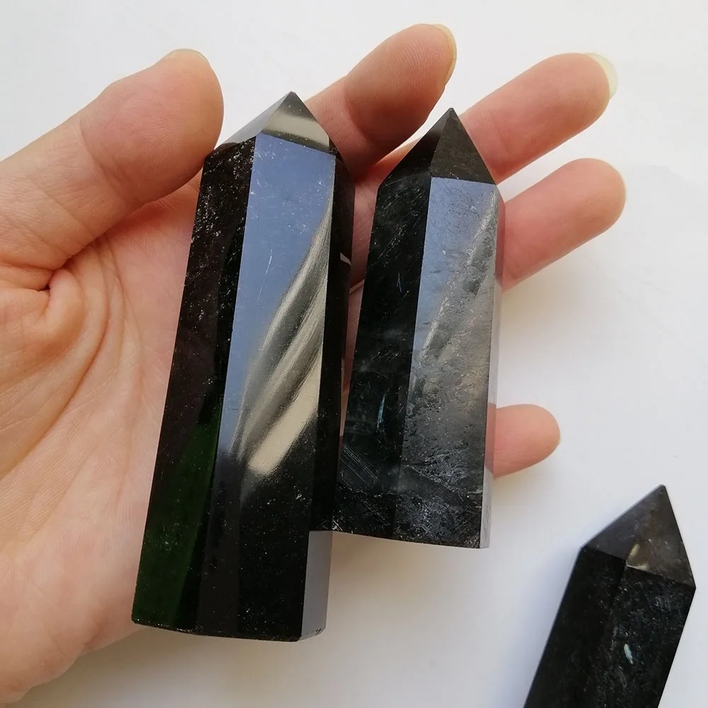 Высокое качество Astrophyllite в виде жезла с наконечником форма камня ручной работы для подарка и домашнего декора ZT