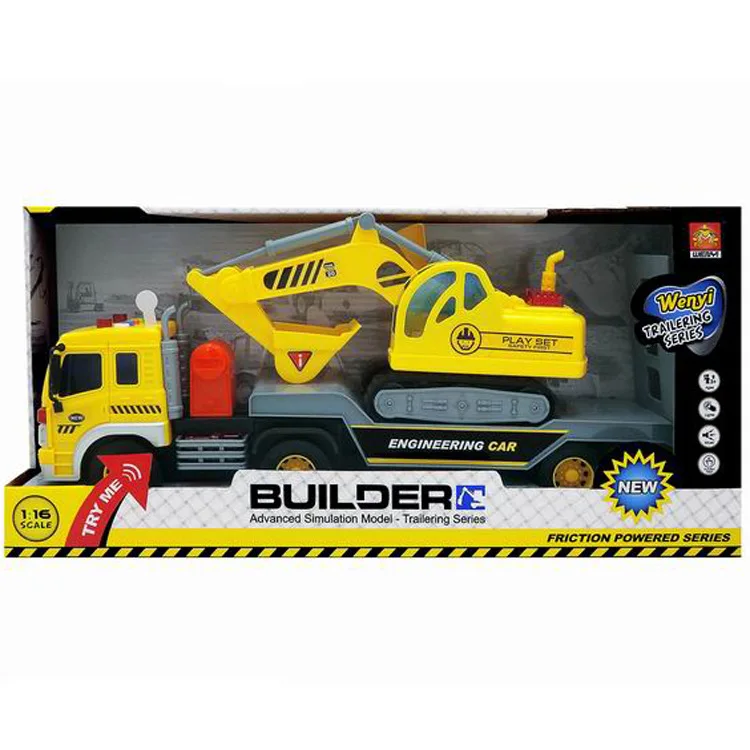 

Children'S Educational Toy Car Inertia Story Trailer Engineering Vehicle Light Included Light Music Inertia Toy Car