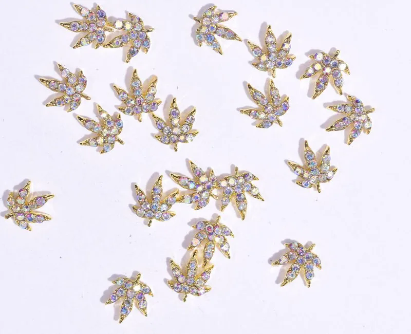 Set of 100pcs crystal marijuana leaf nail charms- NAIL ART Rhinestone Weed Leaf Nail Charms | Bong Beauties Nail Gems,3893,3894