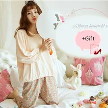 Пижамный комплект, женская пижама, пикантная сорочка, однотонная блузка, одежда для дома, пижамы, осенняя женская ночная рубашка, пижамы, домашняя одежда