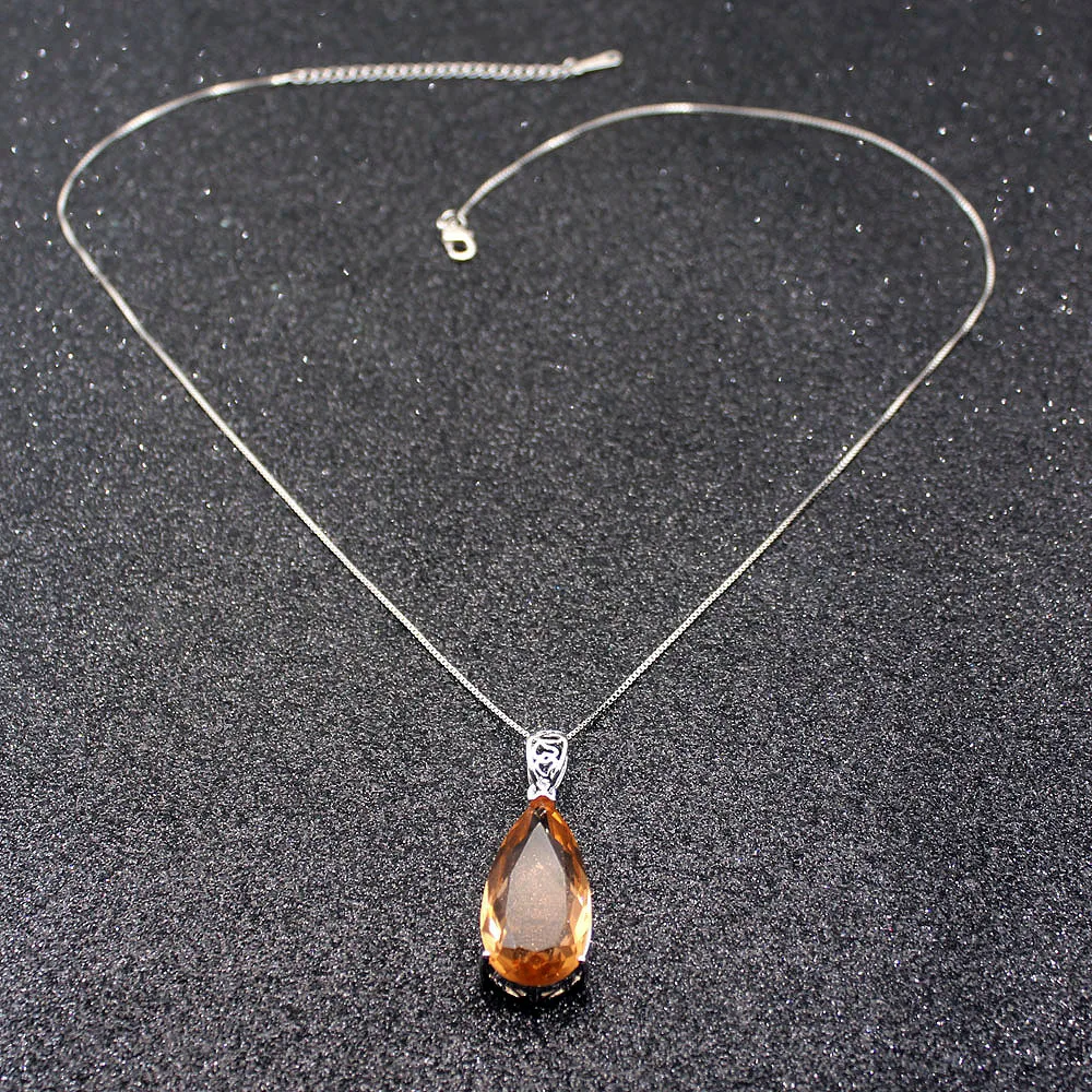 Hermosa КАПЛЕВИДНАЯ цепочка с натуральным HoneyTopaz серебряного цвета для женщин