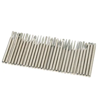 

New Electroplated Diamond Grinding Heads 30pcs 3mm Burrs Grinding Bit Set for Dremel Rotary Tool Set Electric Grinding Accessori