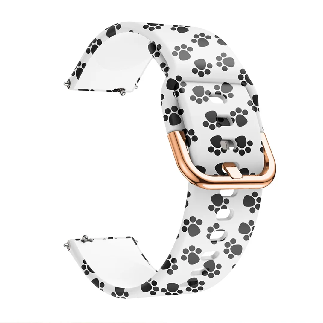 20mm Sport Strap for Samsung Galaxy Watch Active Fashion Flower Dog Paw Print Soft Silicone Strap Sport Bracelet Replacement