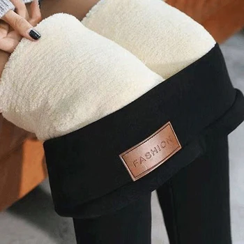 

Dihope Casual Pants Winter Skinny Thick Velvet Wool Fleece Trousers Lambskin Cashmere Pants For Women Black 2020 Plus Size