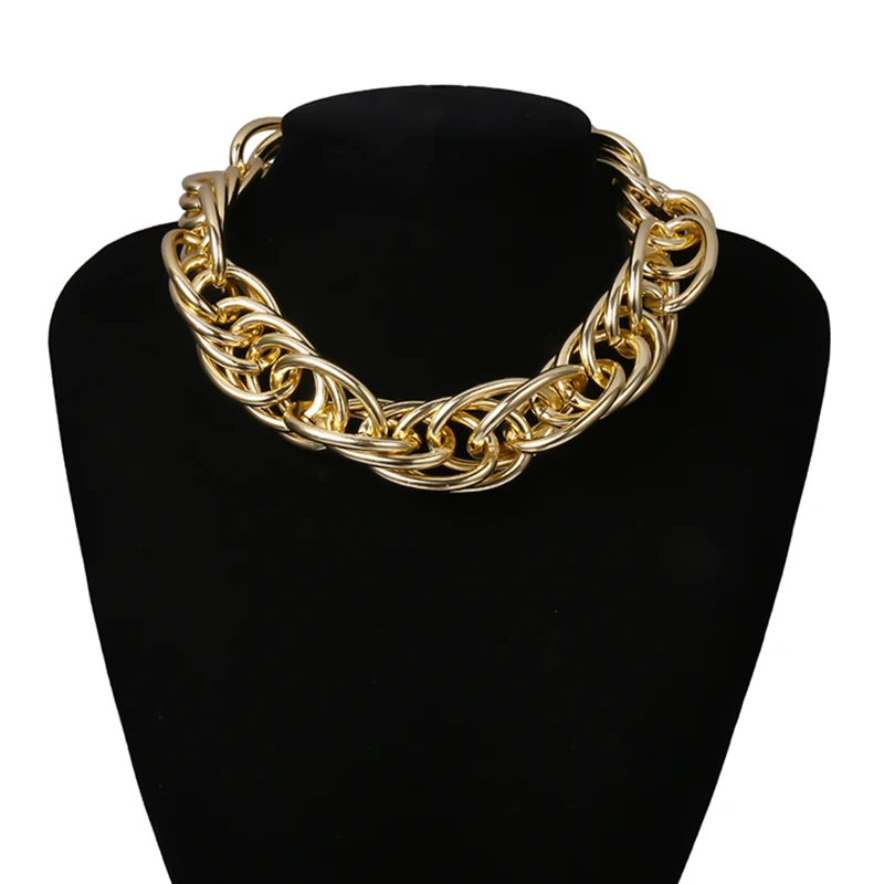 SHIXIN хип-хоп крупное короткое толстое ожерелье с цепочкой крупное панк массивное ожерелье s чокер воротник женское колье Femme - Окраска металла: Gold Color Chain